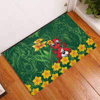 Saint David's Day Rubber Doormat Welsh Dragons Yellow Daffodils - Wonder Print Shop