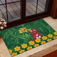 Saint David's Day Rubber Doormat Welsh Dragons Yellow Daffodils - Wonder Print Shop