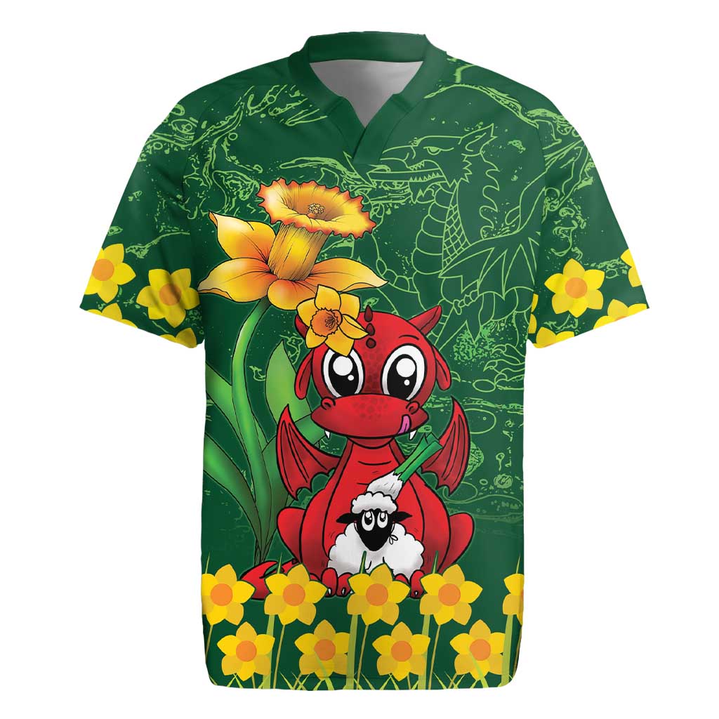 Saint David's Day Rugby Jersey Welsh Dragons Yellow Daffodils - Wonder Print Shop