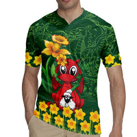 Saint David's Day Rugby Jersey Welsh Dragons Yellow Daffodils - Wonder Print Shop