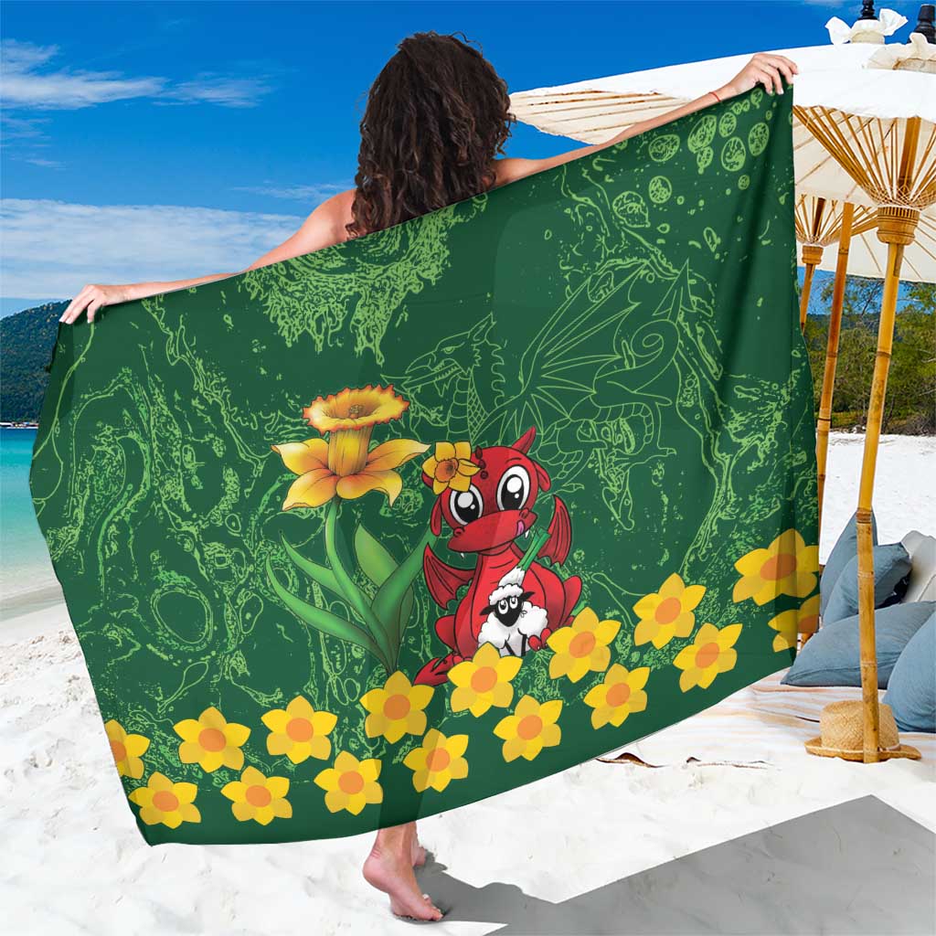 Saint David's Day Sarong Welsh Dragons Yellow Daffodils - Wonder Print Shop