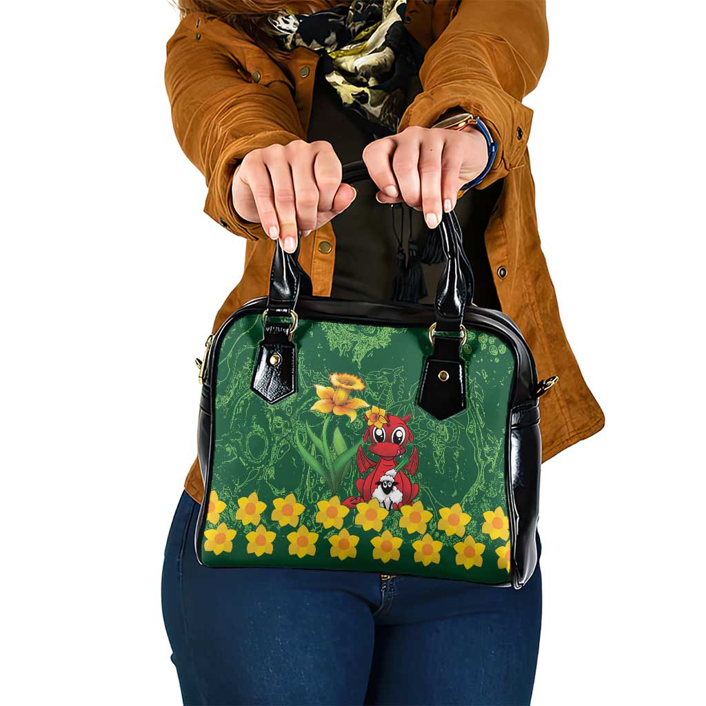 Saint David's Day Shoulder Handbag Welsh Dragons Yellow Daffodils - Wonder Print Shop
