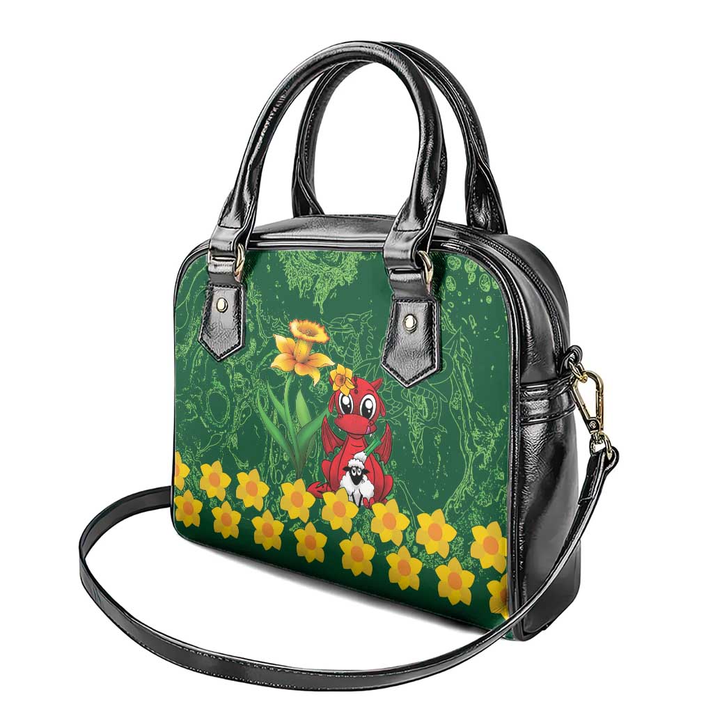Saint David's Day Shoulder Handbag Welsh Dragons Yellow Daffodils - Wonder Print Shop
