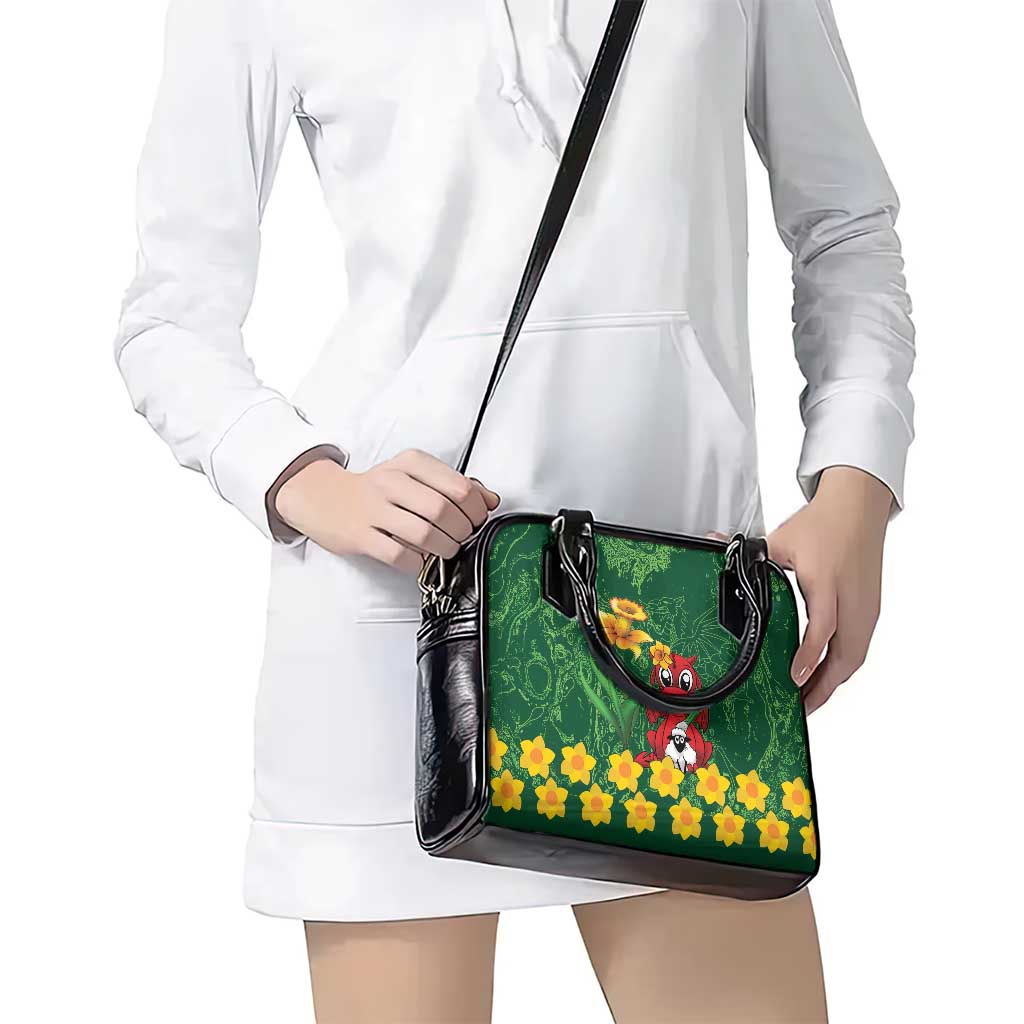 Saint David's Day Shoulder Handbag Welsh Dragons Yellow Daffodils - Wonder Print Shop