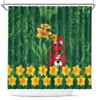 Saint David's Day Shower Curtain Welsh Dragons Yellow Daffodils - Wonder Print Shop