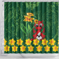 Saint David's Day Shower Curtain Welsh Dragons Yellow Daffodils - Wonder Print Shop