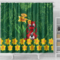 Saint David's Day Shower Curtain Welsh Dragons Yellow Daffodils - Wonder Print Shop