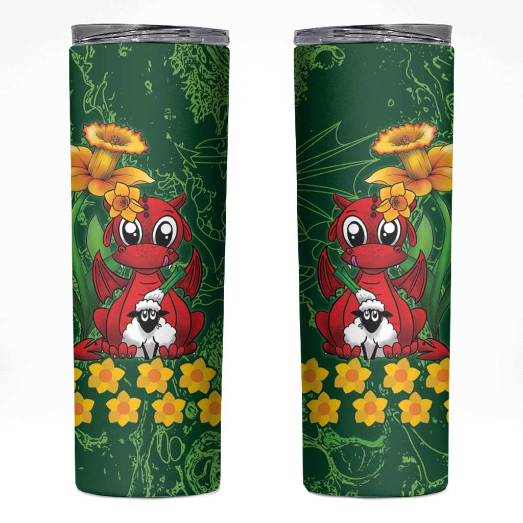 Saint David's Day Skinny Tumbler Welsh Dragons Yellow Daffodils - Wonder Print Shop