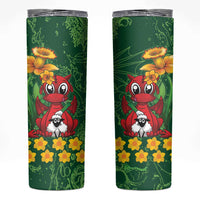 Saint David's Day Skinny Tumbler Welsh Dragons Yellow Daffodils - Wonder Print Shop