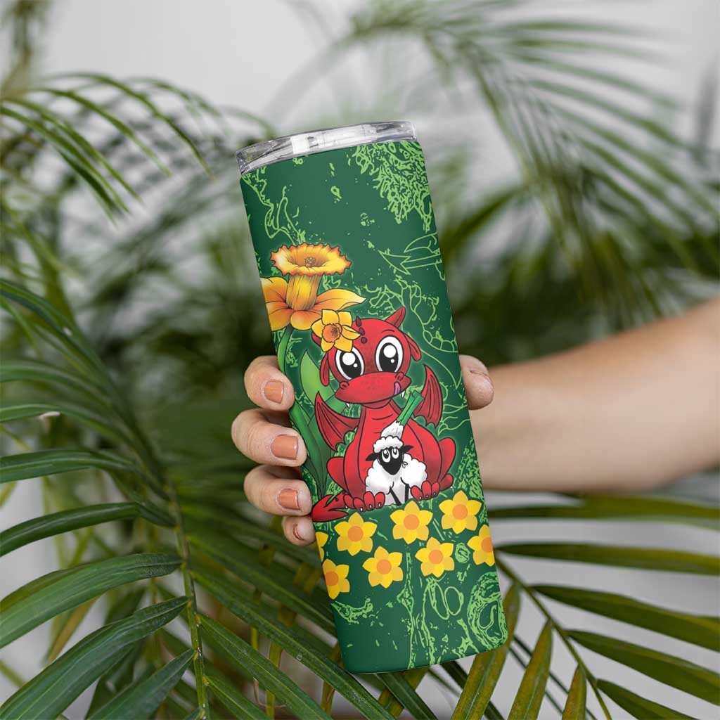 Saint David's Day Skinny Tumbler Welsh Dragons Yellow Daffodils - Wonder Print Shop