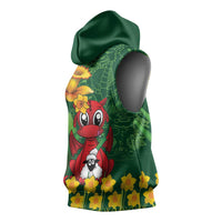 Saint David's Day Sleeveless Hoodie Welsh Dragons Yellow Daffodils - Wonder Print Shop
