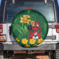 Saint David's Day Spare Tire Cover Welsh Dragons Yellow Daffodils - Wonder Print Shop