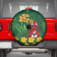 Saint David's Day Spare Tire Cover Welsh Dragons Yellow Daffodils - Wonder Print Shop