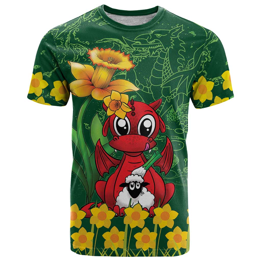 Saint David's Day T Shirt Welsh Dragons Yellow Daffodils - Wonder Print Shop