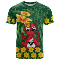 Saint David's Day T Shirt Welsh Dragons Yellow Daffodils - Wonder Print Shop