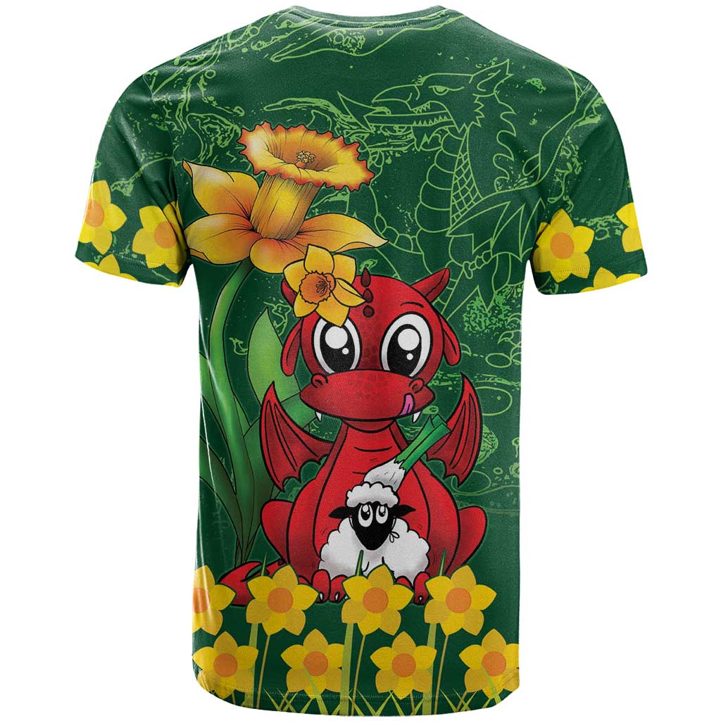 Saint David's Day T Shirt Welsh Dragons Yellow Daffodils - Wonder Print Shop