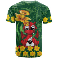 Saint David's Day T Shirt Welsh Dragons Yellow Daffodils - Wonder Print Shop