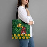 Saint David's Day Tote Bag Welsh Dragons Yellow Daffodils - Wonder Print Shop