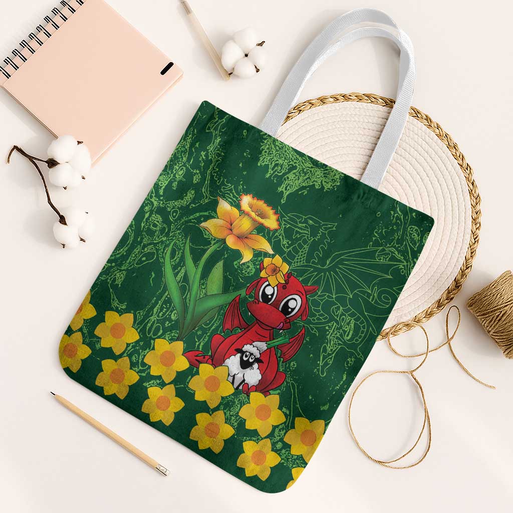 Saint David's Day Tote Bag Welsh Dragons Yellow Daffodils - Wonder Print Shop