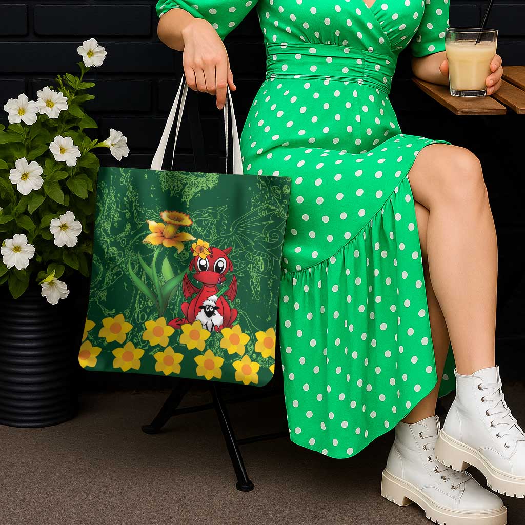 Saint David's Day Tote Bag Welsh Dragons Yellow Daffodils - Wonder Print Shop
