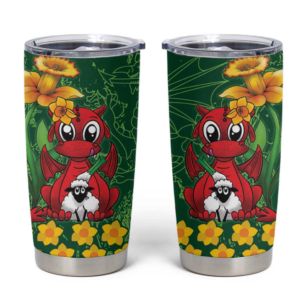 Saint David's Day Tumbler Cup Welsh Dragons Yellow Daffodils - Wonder Print Shop
