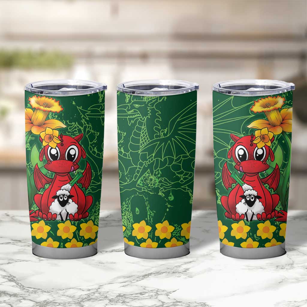 Saint David's Day Tumbler Cup Welsh Dragons Yellow Daffodils - Wonder Print Shop