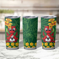 Saint David's Day Tumbler Cup Welsh Dragons Yellow Daffodils - Wonder Print Shop