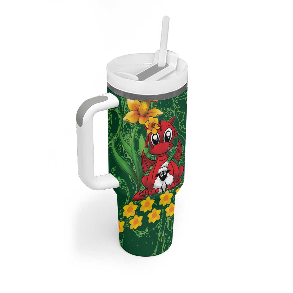 Saint David's Day Tumbler With Handle Welsh Dragons Yellow Daffodils - Wonder Print Shop