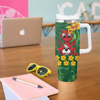 Saint David's Day Tumbler With Handle Welsh Dragons Yellow Daffodils - Wonder Print Shop
