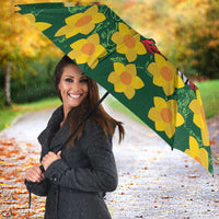 Saint David's Day Umbrella Welsh Dragons Yellow Daffodils - Wonder Print Shop