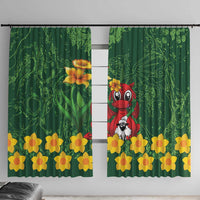 Saint David's Day Window Curtain Welsh Dragons Yellow Daffodils - Wonder Print Shop
