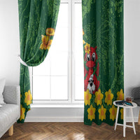 Saint David's Day Window Curtain Welsh Dragons Yellow Daffodils - Wonder Print Shop