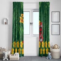 Saint David's Day Window Curtain Welsh Dragons Yellow Daffodils - Wonder Print Shop