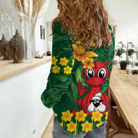 Saint David's Day Women Casual Shirt Welsh Dragons Yellow Daffodils - Wonder Print Shop