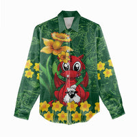 Saint David's Day Women Casual Shirt Welsh Dragons Yellow Daffodils - Wonder Print Shop