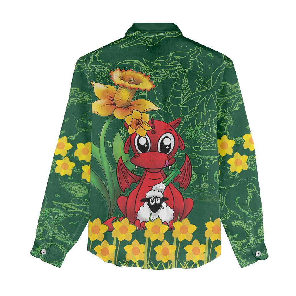 Saint David's Day Women Casual Shirt Welsh Dragons Yellow Daffodils - Wonder Print Shop