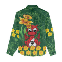 Saint David's Day Women Casual Shirt Welsh Dragons Yellow Daffodils - Wonder Print Shop