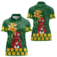 Saint David's Day Women Polo Shirt Welsh Dragons Yellow Daffodils - Wonder Print Shop