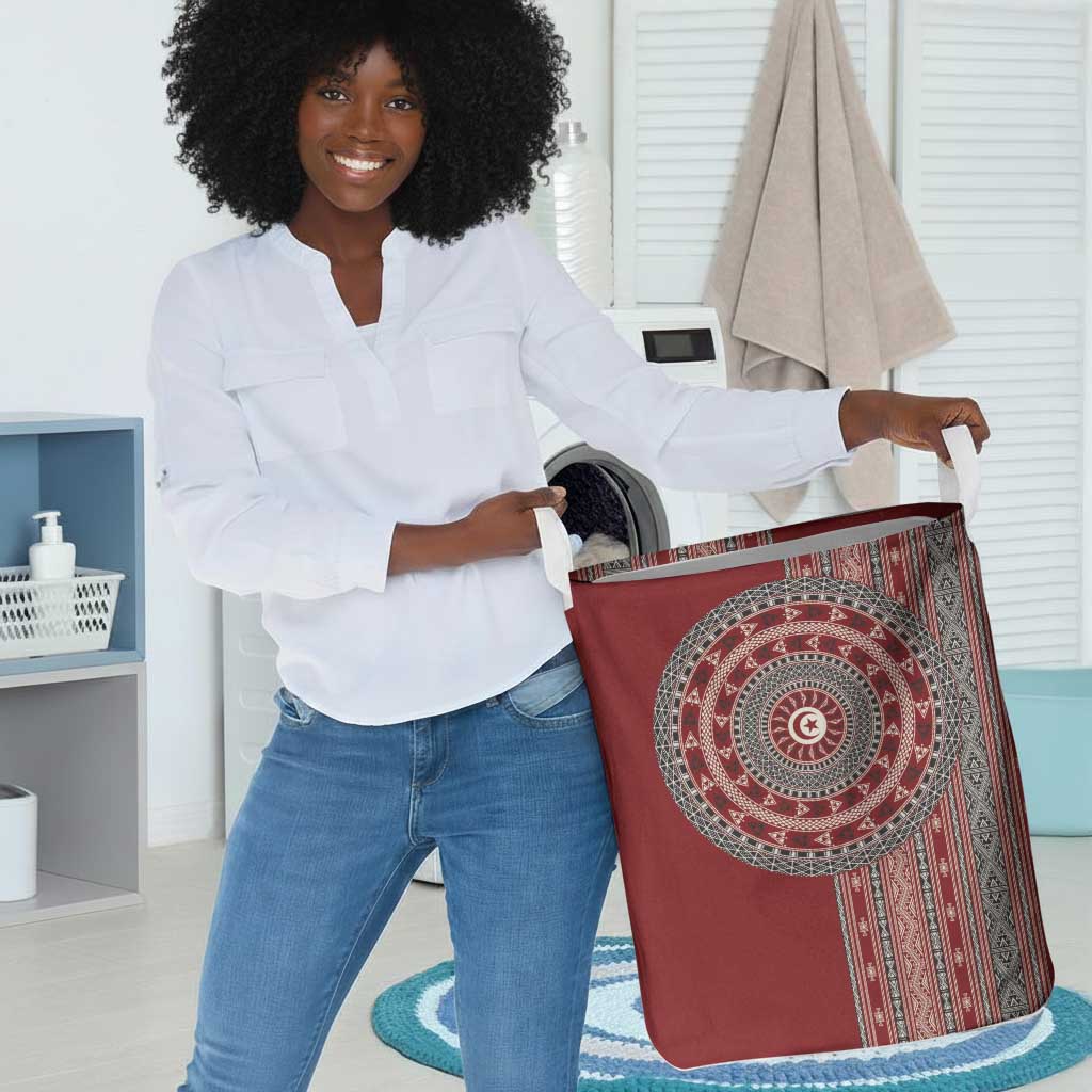 Tunisia Bakhnug Motif Laundry Basket Traditional Tunisian Embroidery Inspired - Wonder Print Shop