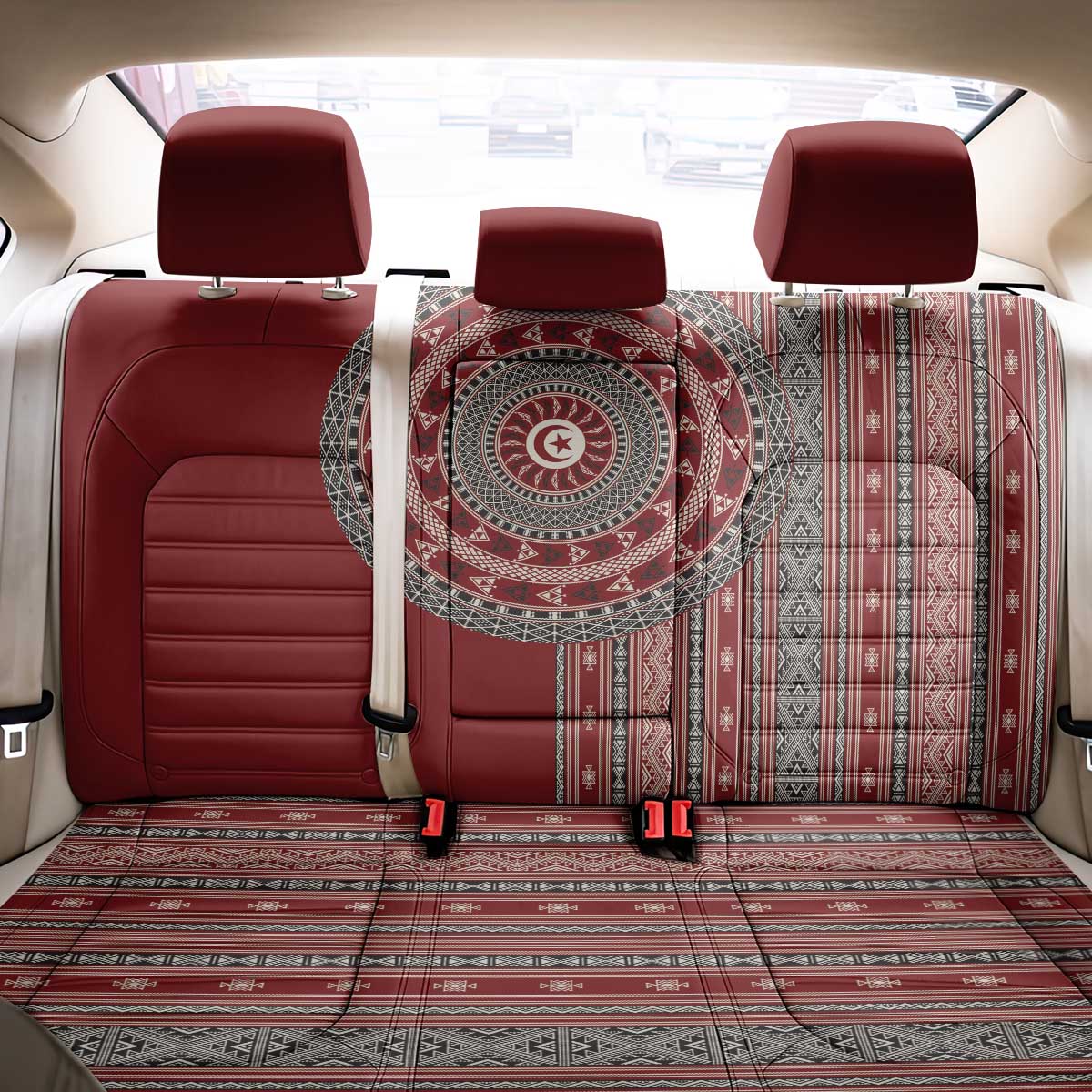 Tunisia Bakhnug Motif Back Car Seat Cover Traditional Tunisian Embroidery Inspired - Wonder Print Shop
