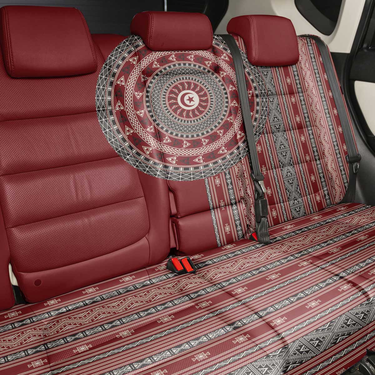Tunisia Bakhnug Motif Back Car Seat Cover Traditional Tunisian Embroidery Inspired - Wonder Print Shop