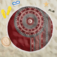 Tunisia Bakhnug Motif Beach Blanket Traditional Tunisian Embroidery Inspired - Wonder Print Shop