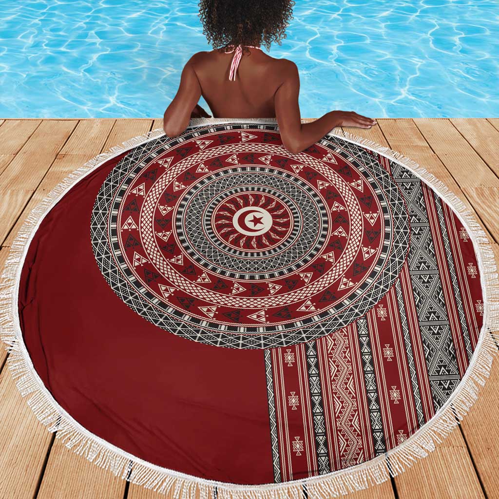 Tunisia Bakhnug Motif Beach Blanket Traditional Tunisian Embroidery Inspired - Wonder Print Shop