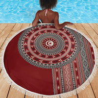 Tunisia Bakhnug Motif Beach Blanket Traditional Tunisian Embroidery Inspired - Wonder Print Shop