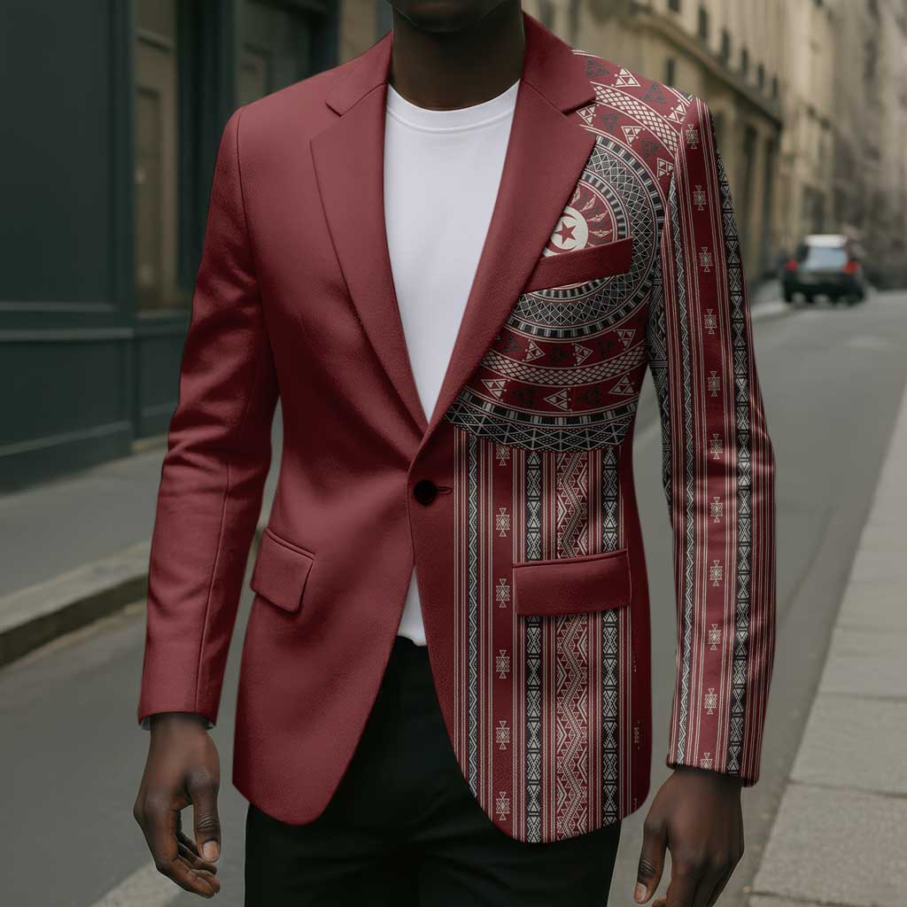 Tunisia Bakhnug Motif Blazer Traditional Tunisian Embroidery Inspired - Wonder Print Shop