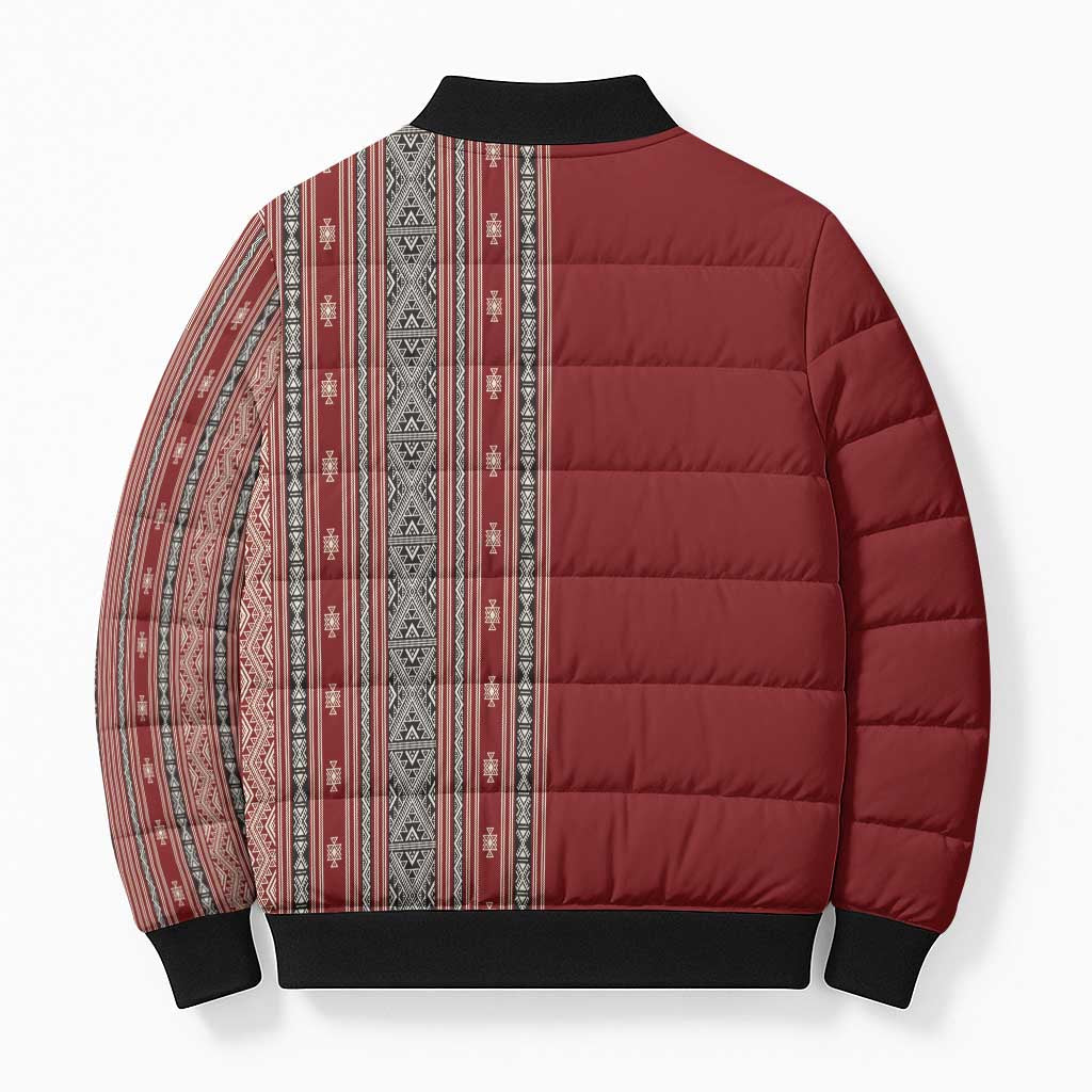 Tunisia Bakhnug Motif Bomber Puffer Jacket Traditional Tunisian Embroidery Inspired - Wonder Print Shop