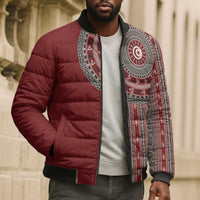 Tunisia Bakhnug Motif Bomber Puffer Jacket Traditional Tunisian Embroidery Inspired - Wonder Print Shop