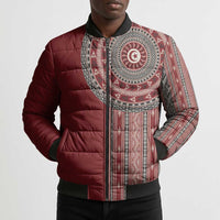 Tunisia Bakhnug Motif Bomber Puffer Jacket Traditional Tunisian Embroidery Inspired - Wonder Print Shop