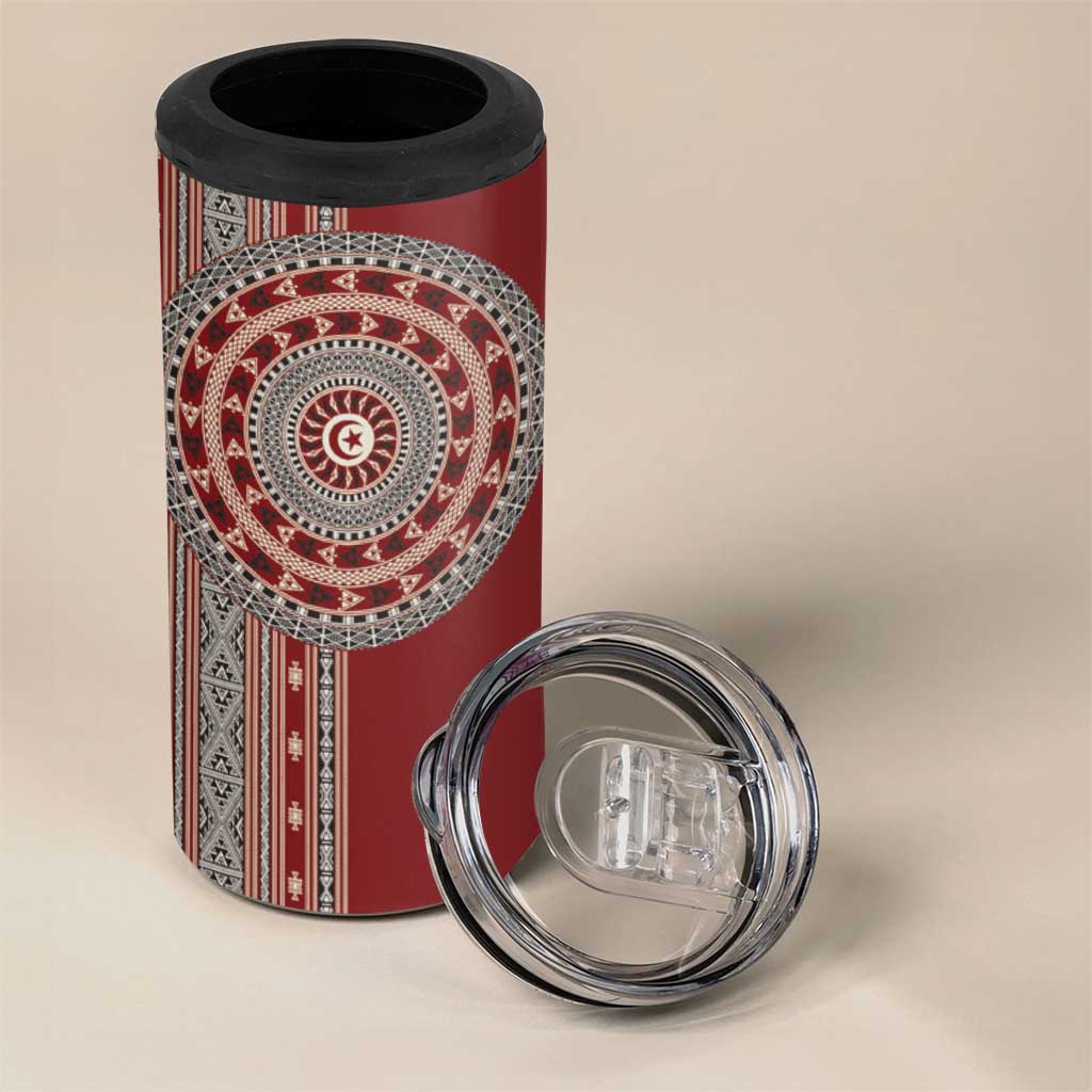 Tunisia Bakhnug Motif 4 in 1 Can Cooler Tumbler Traditional Tunisian Embroidery Inspired - Wonder Print Shop