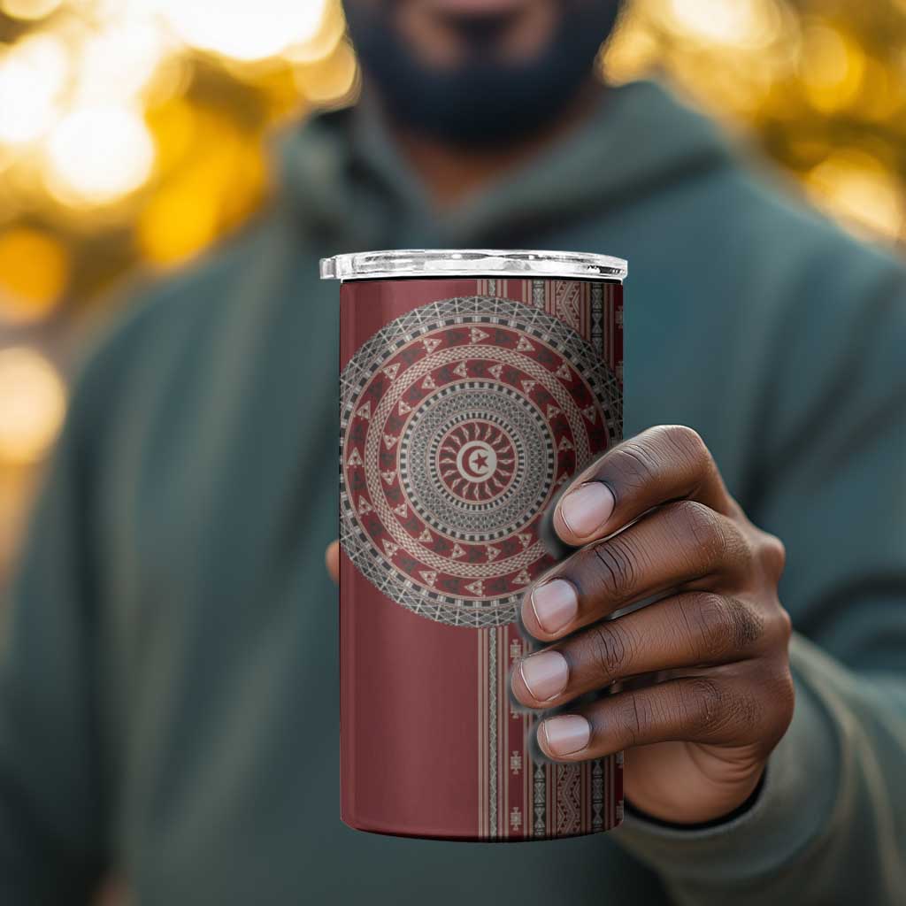 Tunisia Bakhnug Motif 4 in 1 Can Cooler Tumbler Traditional Tunisian Embroidery Inspired - Wonder Print Shop